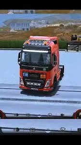 Red TIR truck on the road in Truckers of Europe 3 driving gameplay